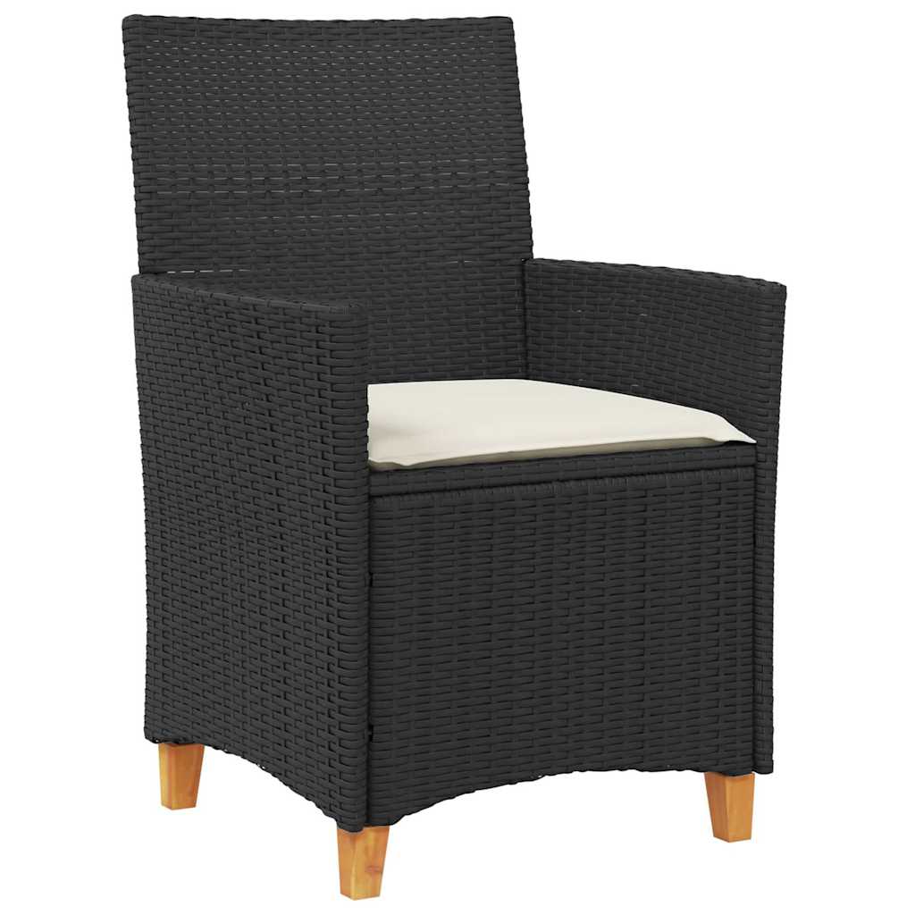 Tuin eettafelset 3 pcs Zwart poly rattan is nu te koop bij PeponiXL, paradijselijk wonen!