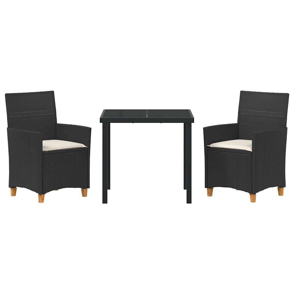 Tuin eettafelset 3 pcs Zwart poly rattan is nu te koop bij PeponiXL, paradijselijk wonen!