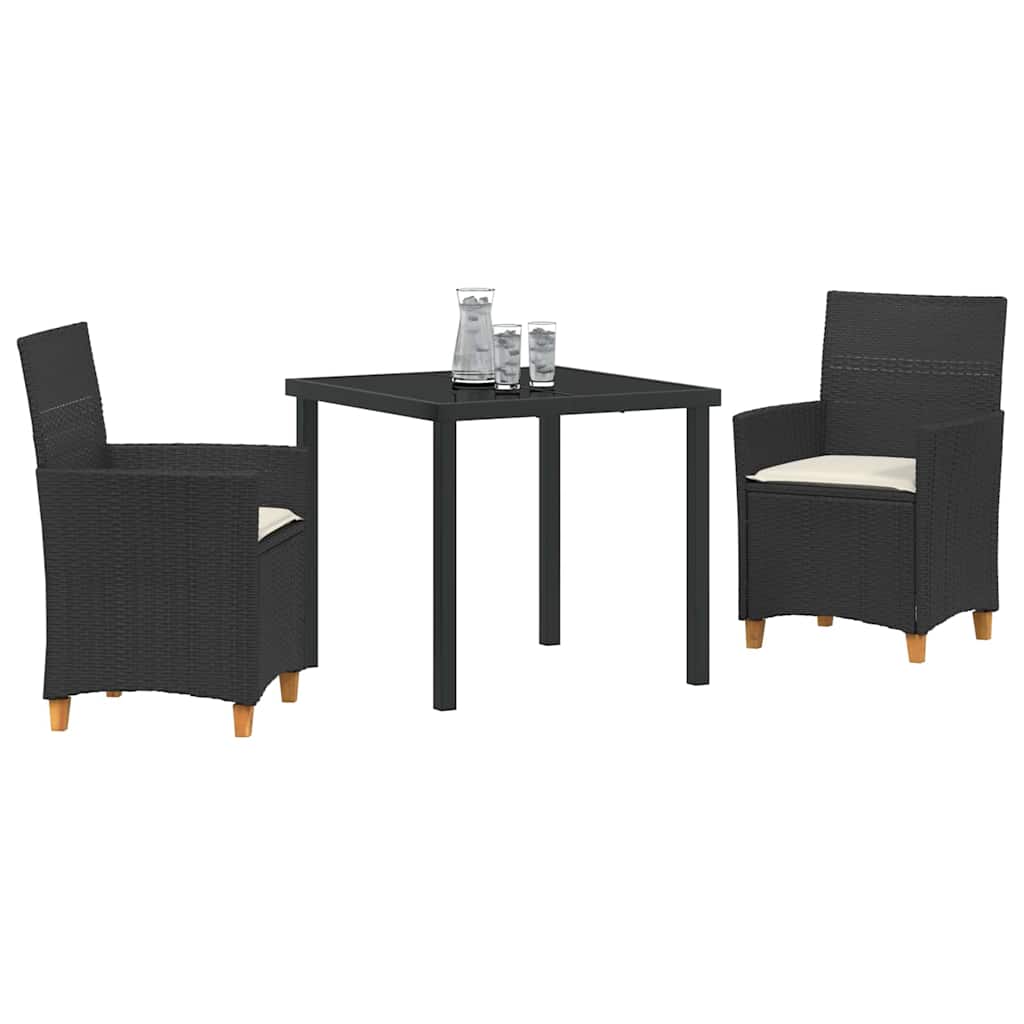 Tuin eettafelset 3 pcs Zwart poly rattan is nu te koop bij PeponiXL, paradijselijk wonen!