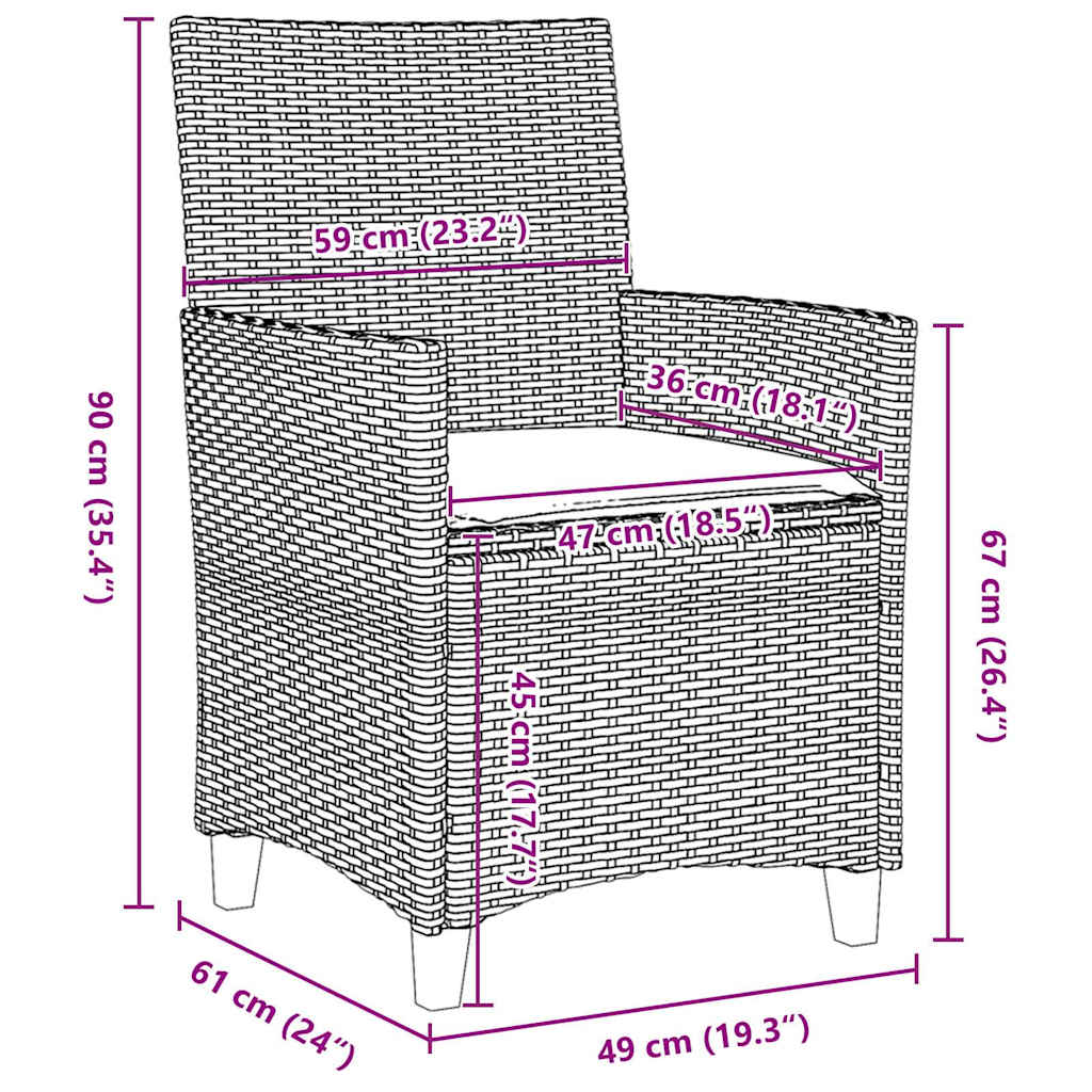 Tuin eettafelset 3 pcs Zwart poly rattan is nu te koop bij PeponiXL, paradijselijk wonen!