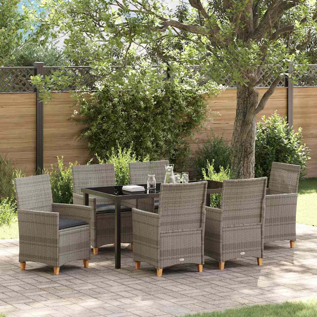 Tuin eettafelset 7 pcs Grijs poly rattan is nu te koop bij PeponiXL, paradijselijk wonen!