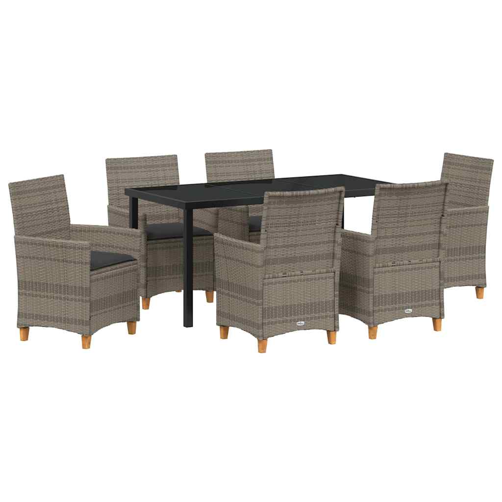 Tuin eettafelset 7 pcs Grijs poly rattan is nu te koop bij PeponiXL, paradijselijk wonen!