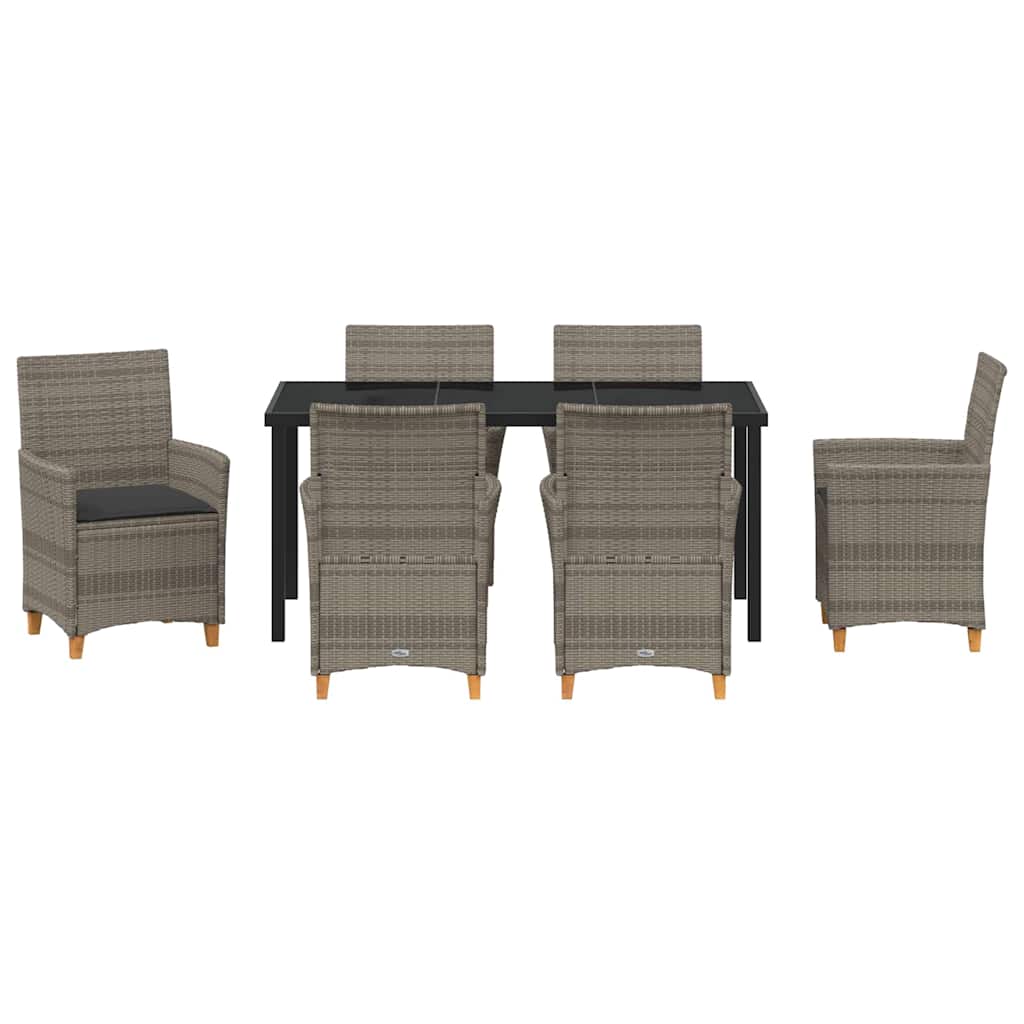 Tuin eettafelset 7 pcs Grijs poly rattan is nu te koop bij PeponiXL, paradijselijk wonen!