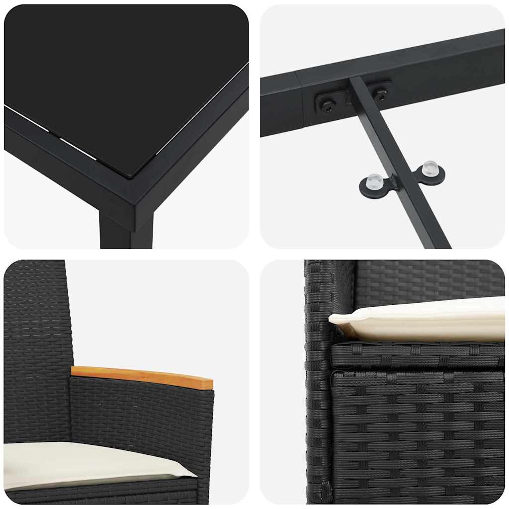 Tuin eettafelset 7 pcs Zwart poly rattan is nu te koop bij PeponiXL, paradijselijk wonen!