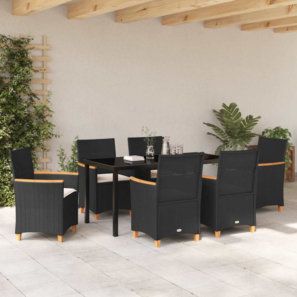 Tuin eettafelset 7 pcs Zwart poly rattan is nu te koop bij PeponiXL, paradijselijk wonen!