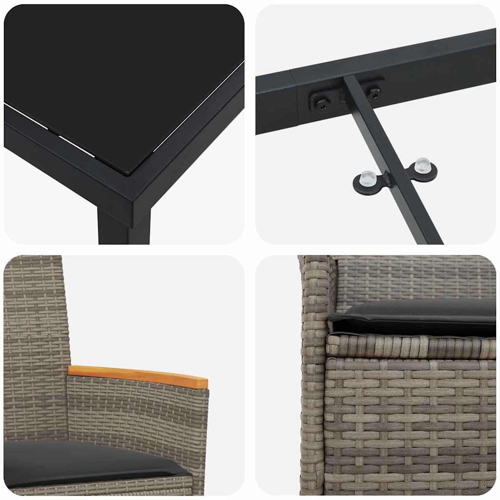 Tuin eettafelset 5 pcs Grijs poly rattan is nu te koop bij PeponiXL, paradijselijk wonen!