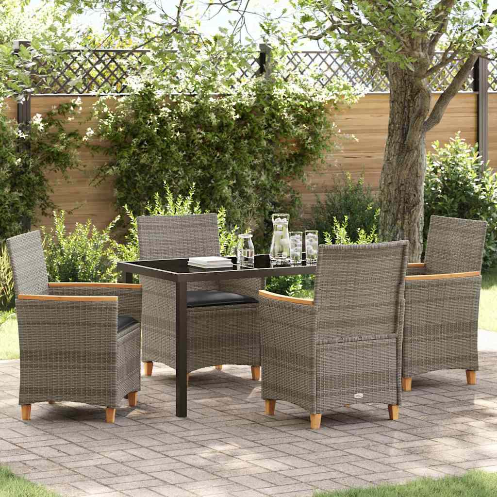 Tuin eettafelset 5 pcs Grijs poly rattan is nu te koop bij PeponiXL, paradijselijk wonen!