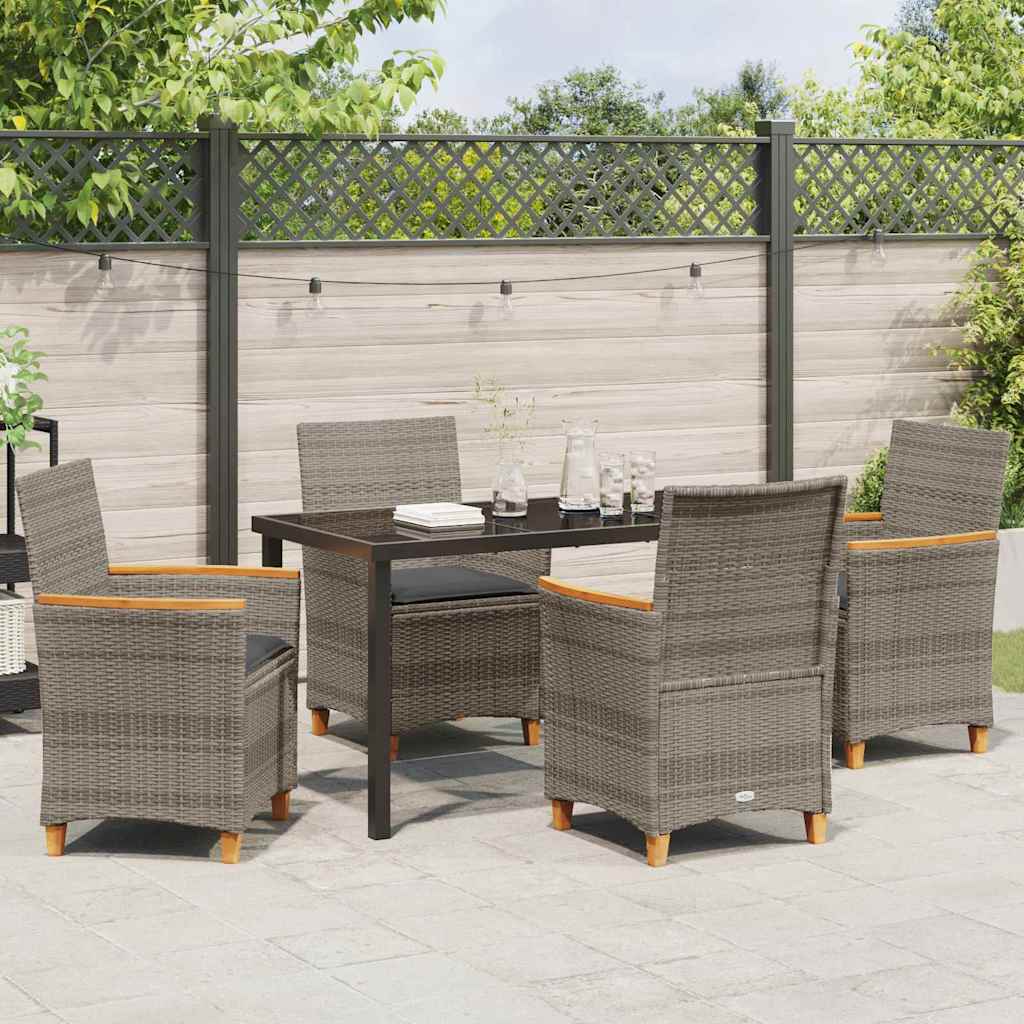 Tuin eettafelset 5 pcs Grijs poly rattan is nu te koop bij PeponiXL, paradijselijk wonen!