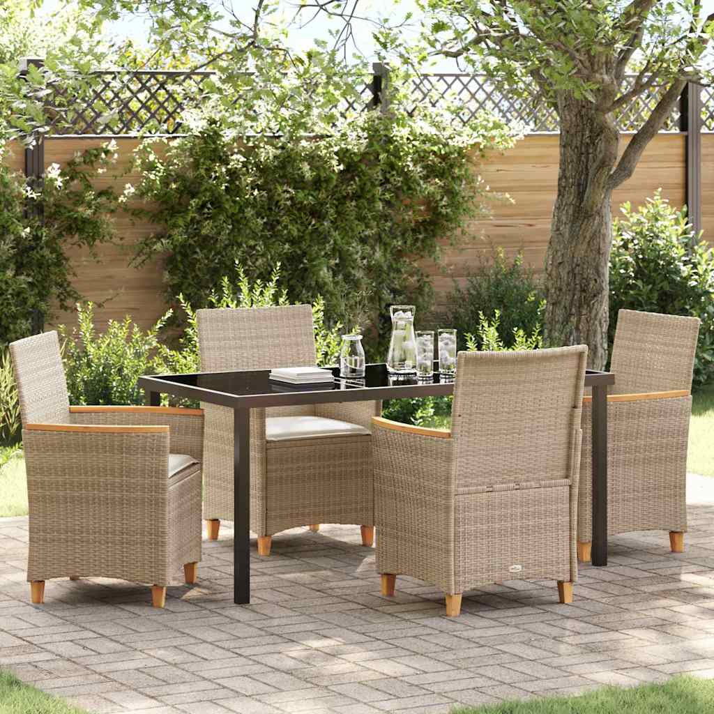 Tuin eettafelset 5 pcs Beige poly rattan is nu te koop bij PeponiXL, paradijselijk wonen!