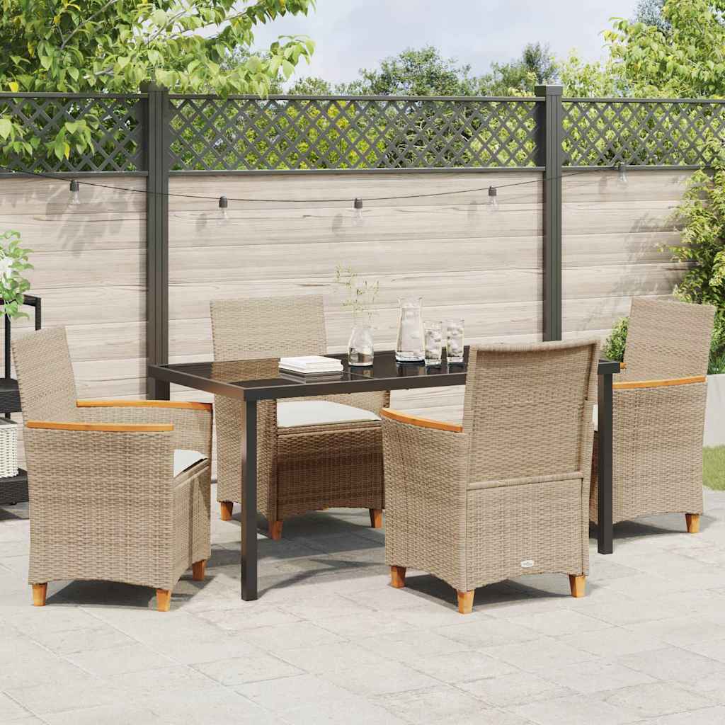 Tuin eettafelset 5 pcs Beige poly rattan is nu te koop bij PeponiXL, paradijselijk wonen!