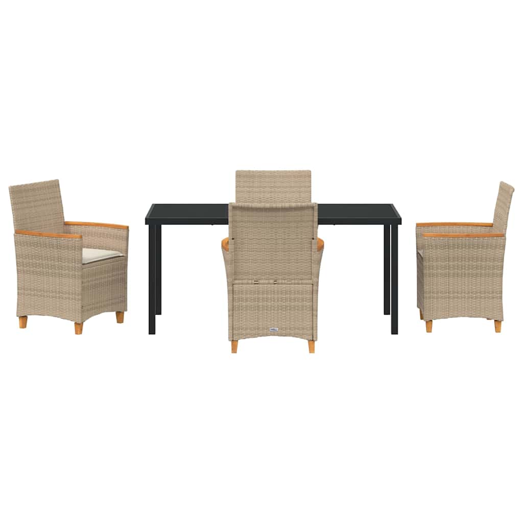 Tuin eettafelset 5 pcs Beige poly rattan is nu te koop bij PeponiXL, paradijselijk wonen!