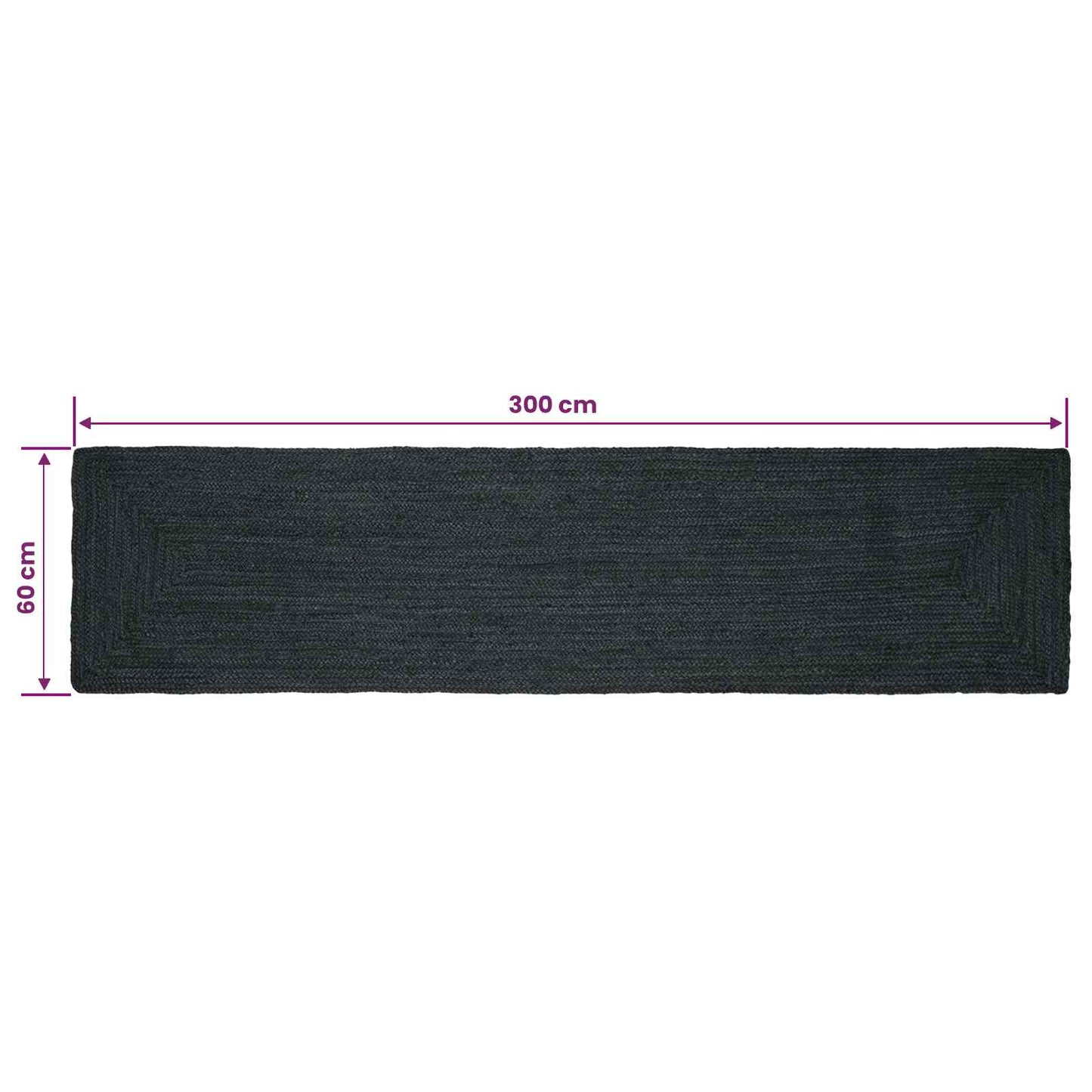 Vloerkleden Rechthoekig Donkergrijs 60 x 300 cm Jute