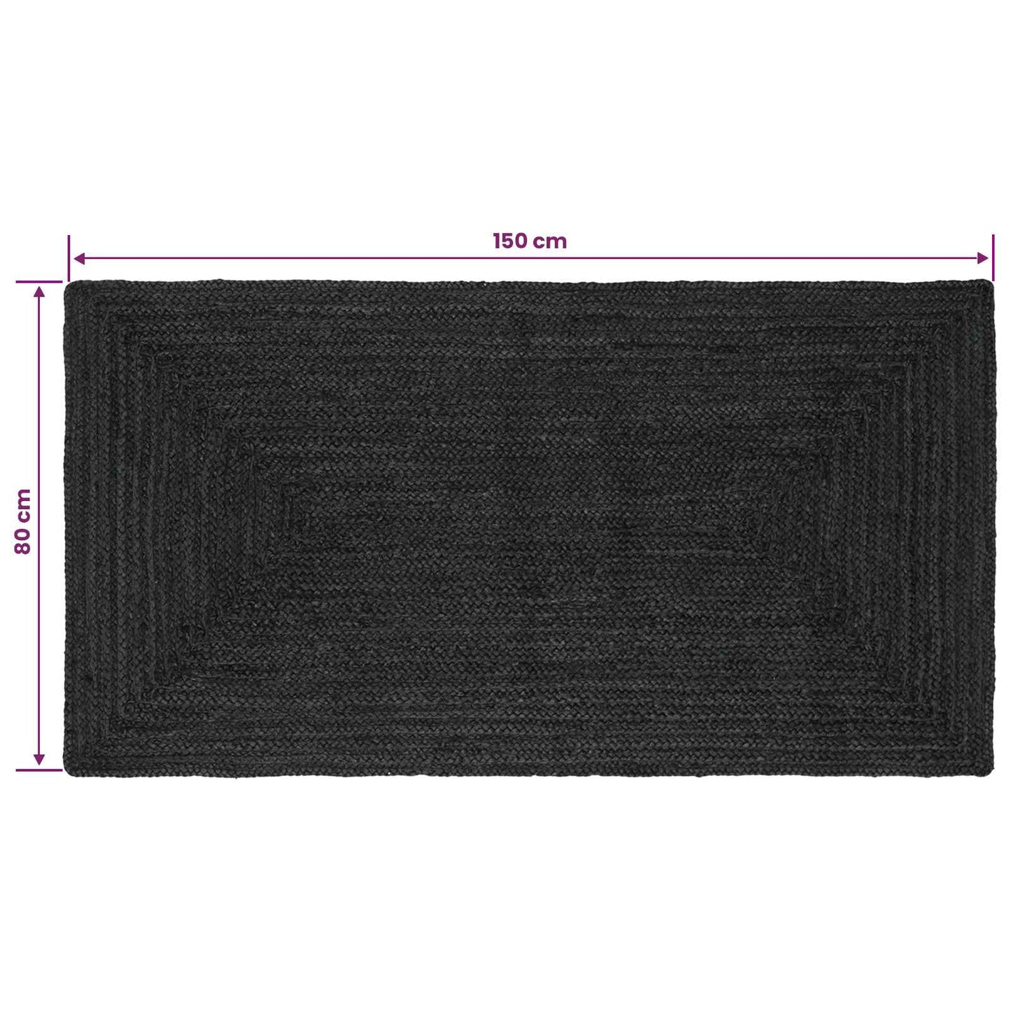 Vloerkleden Rechthoekig Donkergrijs 80 x 150 cm Jute