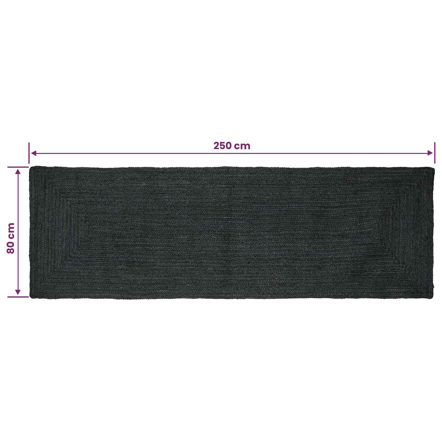 Vloerkleden Rechthoekig Donkergrijs 80 x 250 cm Jute
