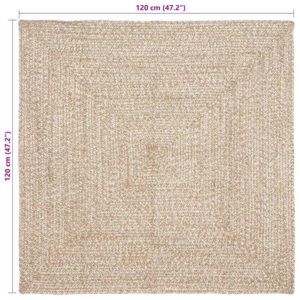 Vloerkleden Vierkant Natuurlijk en Wit 120 x 120 cm Jute is nu te koop bij PeponiXL, paradijselijk wonen!