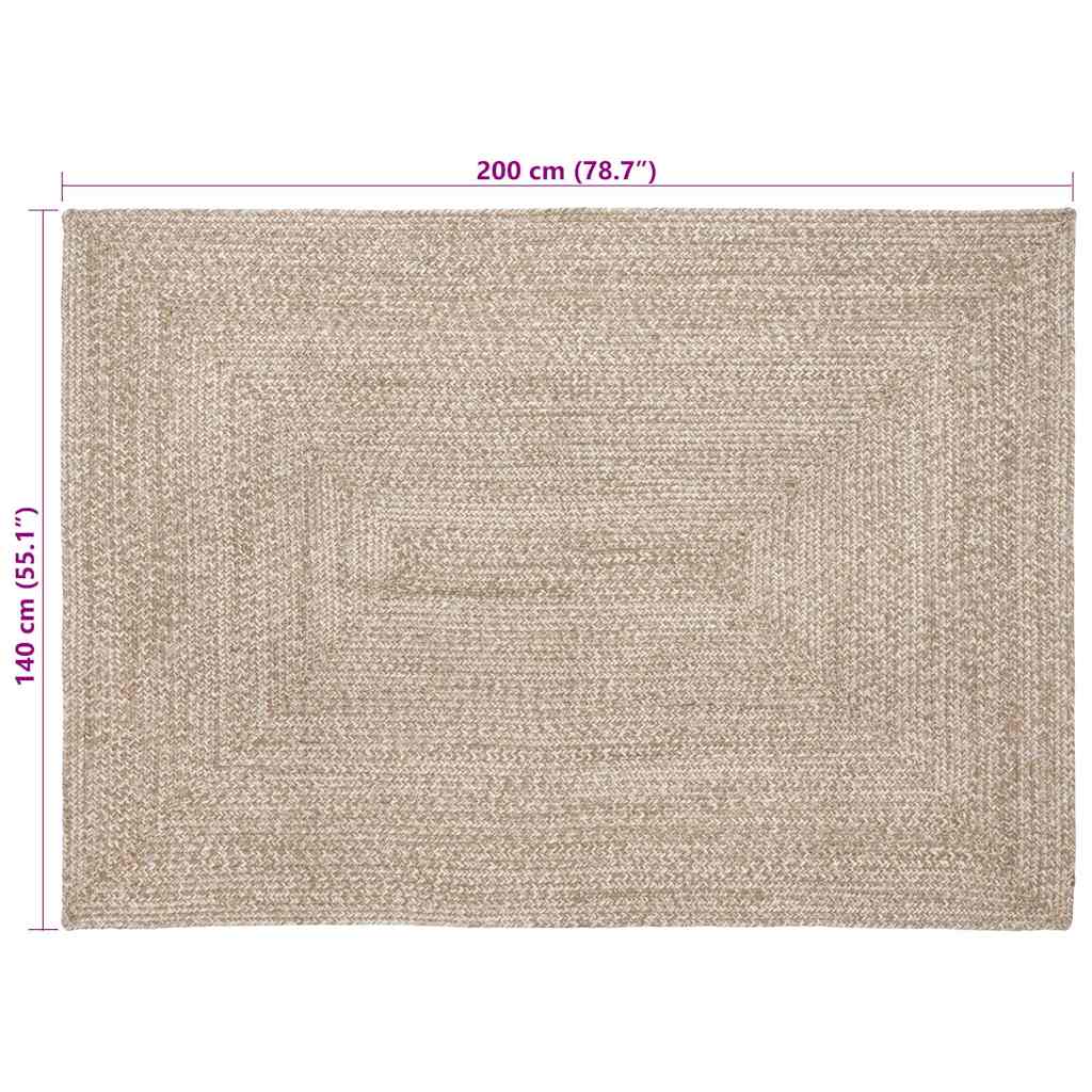 Vloerkleden Rechthoekig Natuurlijk en Wit 140 x 200 cm Jute is nu te koop bij PeponiXL, paradijselijk wonen!