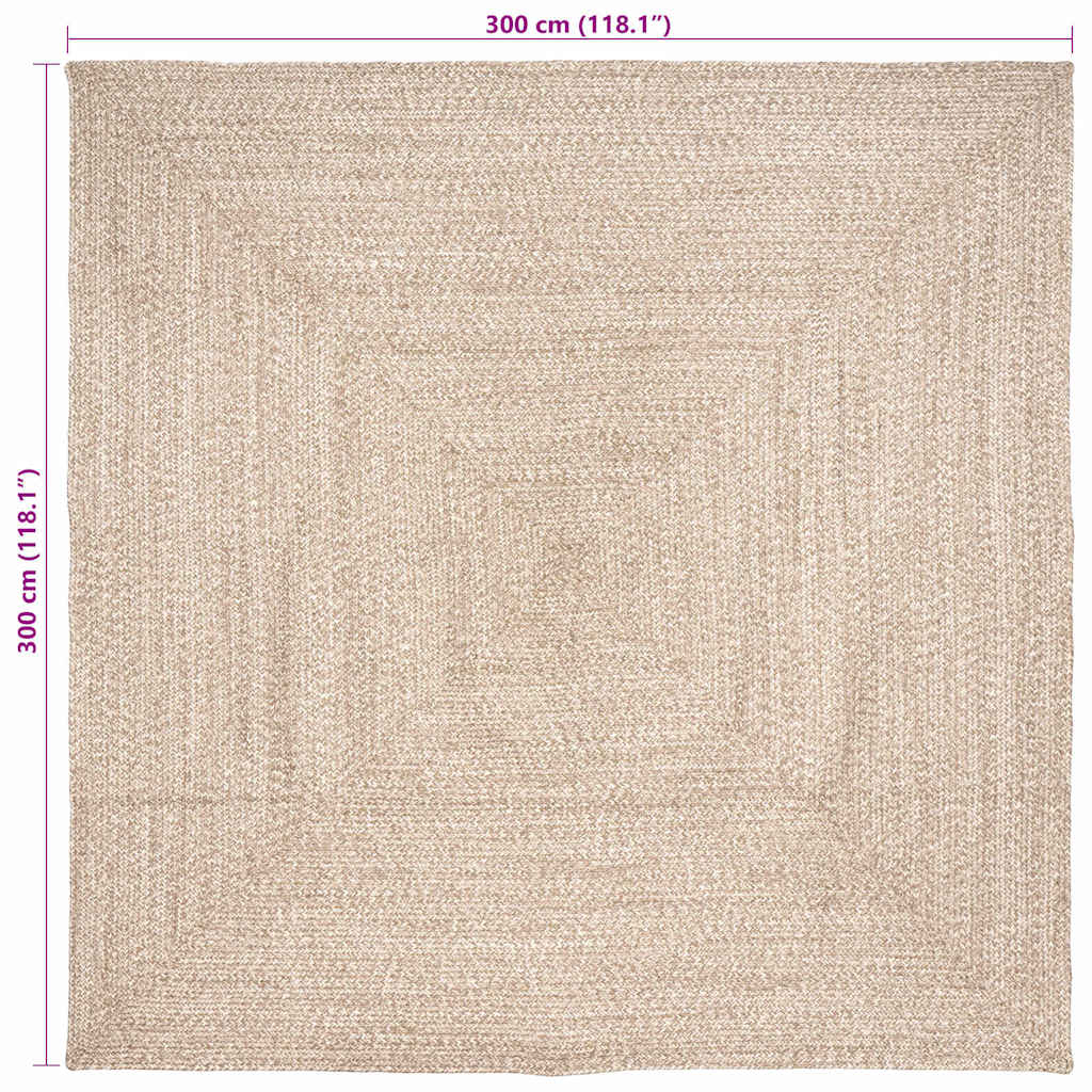 Vloerkleden Vierkant Natuurlijk en Wit 300 x 300 cm Jute is nu te koop bij PeponiXL, paradijselijk wonen!