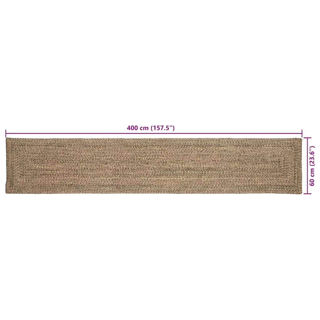 Vloerkleden Rechthoekig Naturel en Zwart 60 x 400 cm Jute is nu te koop bij PeponiXL, paradijselijk wonen!