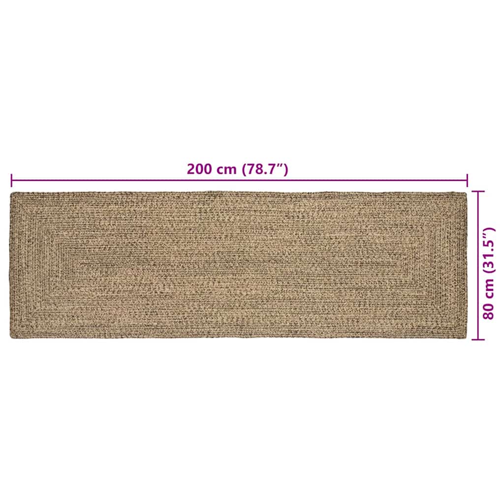 Vloerkleden Rechthoekig Naturel en Zwart 80 x 200 cm Jute is nu te koop bij PeponiXL, paradijselijk wonen!