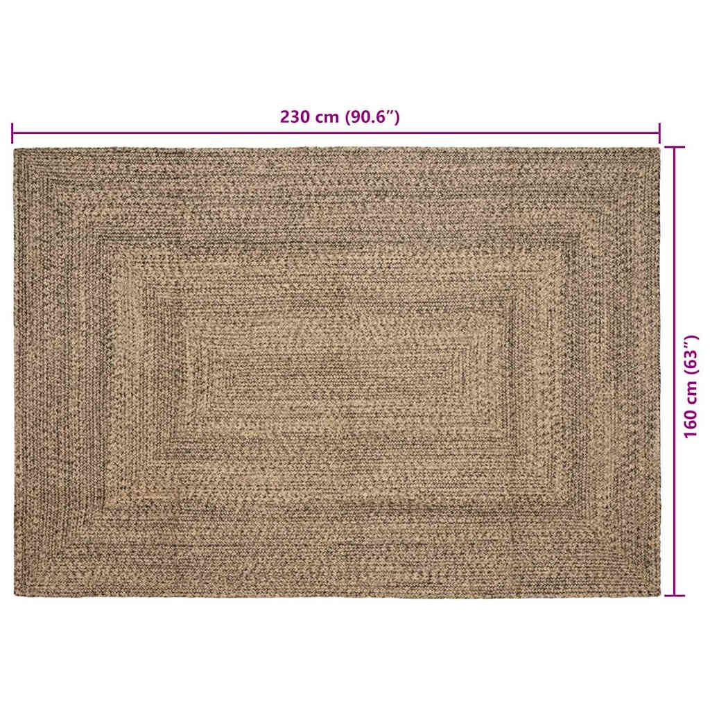 Vloerkleden Rechthoekig Naturel en Zwart 160 x 230 cm Jute is nu te koop bij PeponiXL, paradijselijk wonen!