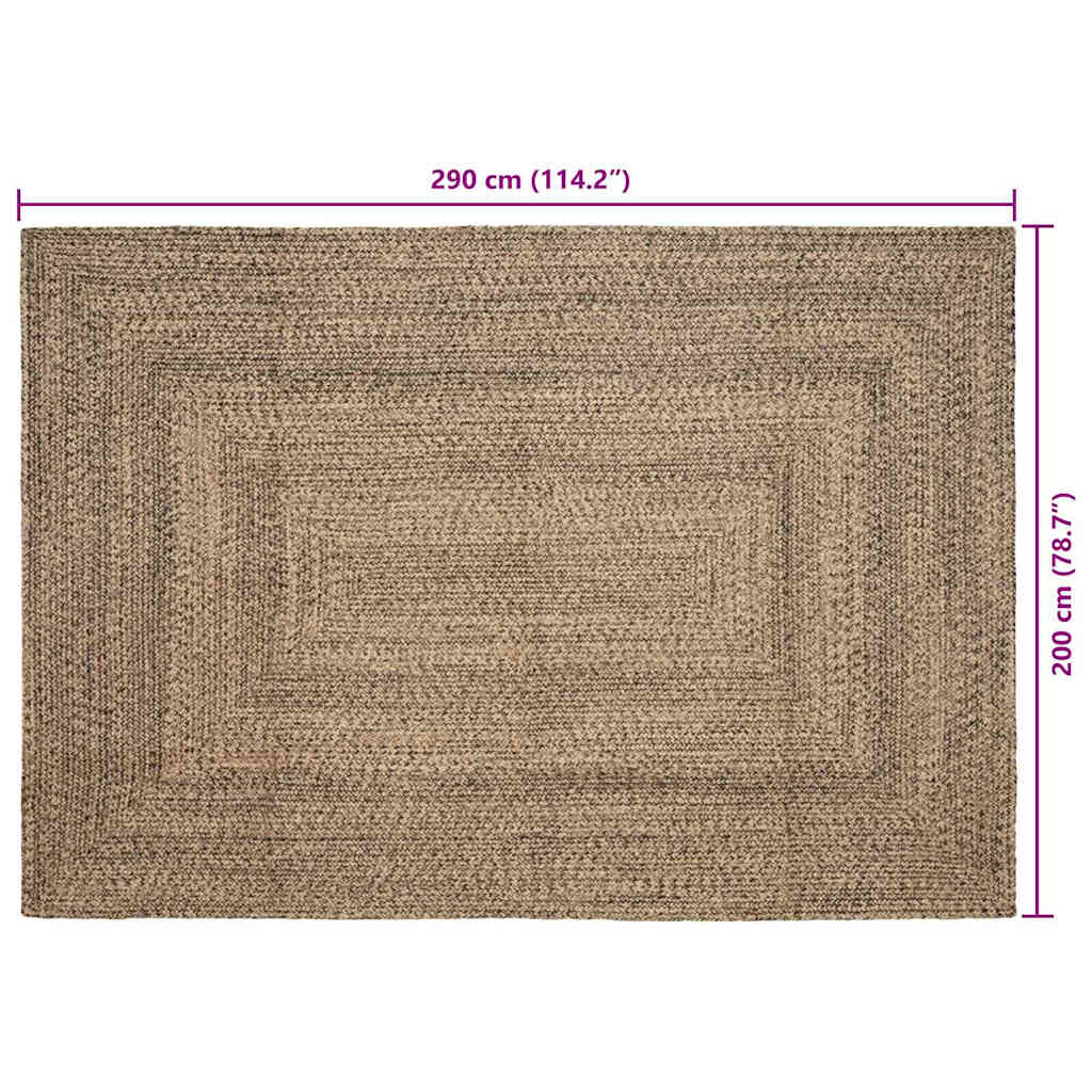 Vloerkleden Rechthoekig Naturel en Zwart 200 x 290 cm Jute is nu te koop bij PeponiXL, paradijselijk wonen!