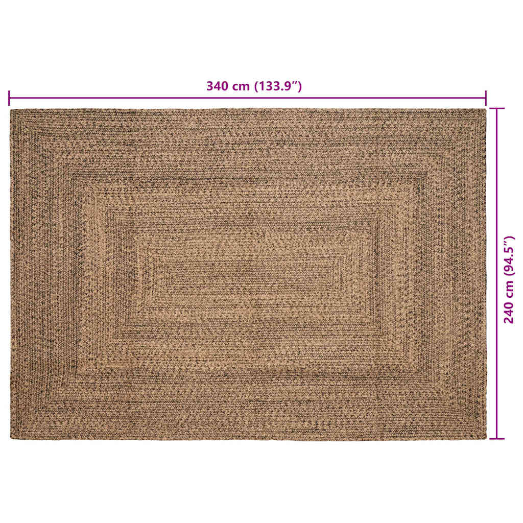 Vloerkleden Rechthoekig Naturel en Zwart 240 x 340 cm Jute is nu te koop bij PeponiXL, paradijselijk wonen!
