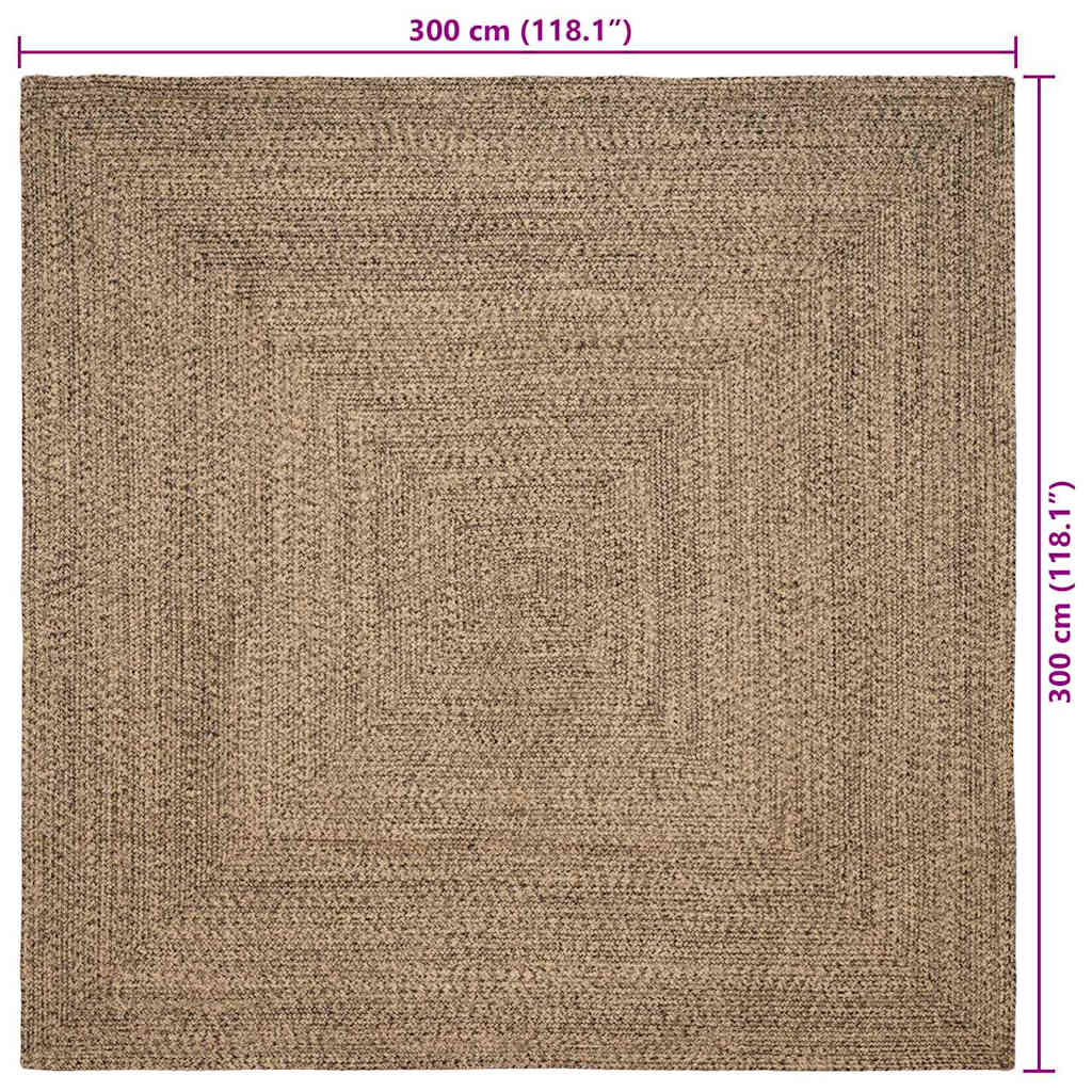 Vloerkleden Vierkant Naturel en Zwart 300 x 300 cm Jute is nu te koop bij PeponiXL, paradijselijk wonen!