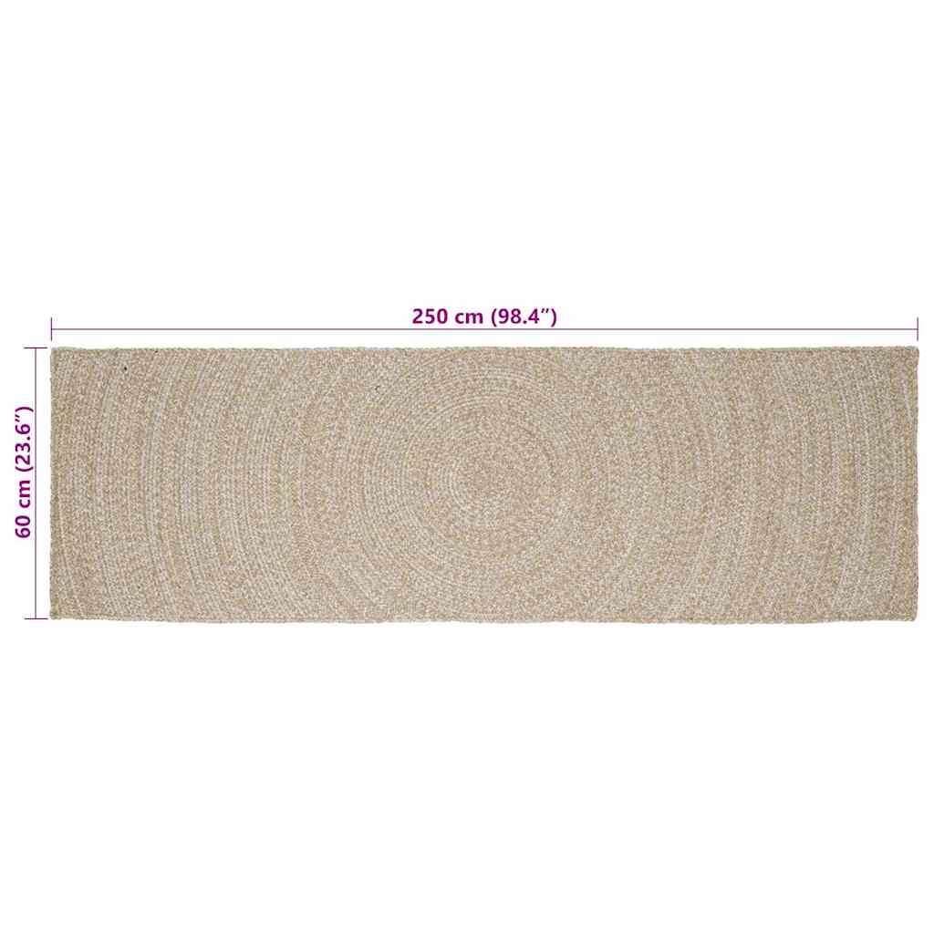 Vloerkleden Rechthoekig Natuurlijk en Wit 60 x 250 cm Jute is nu te koop bij PeponiXL, paradijselijk wonen!