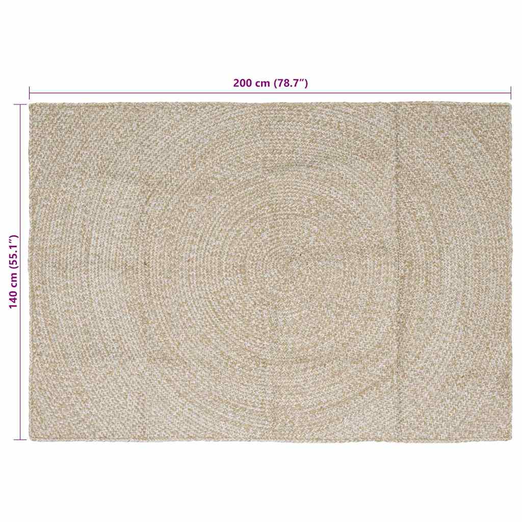 Vloerkleden Rechthoekig Natuurlijk en Wit 140 x 200 cm Jute is nu te koop bij PeponiXL, paradijselijk wonen!