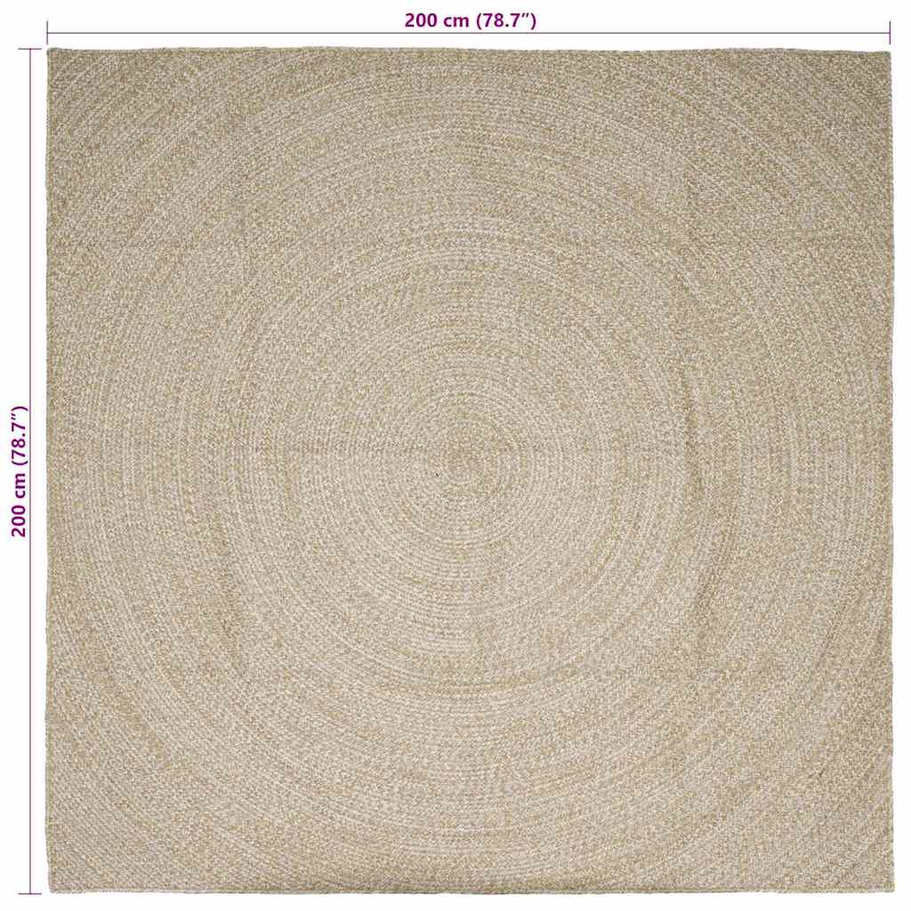 Vloerkleden Vierkant Natuurlijk en Wit 200 x 200 cm Jute is nu te koop bij PeponiXL, paradijselijk wonen!