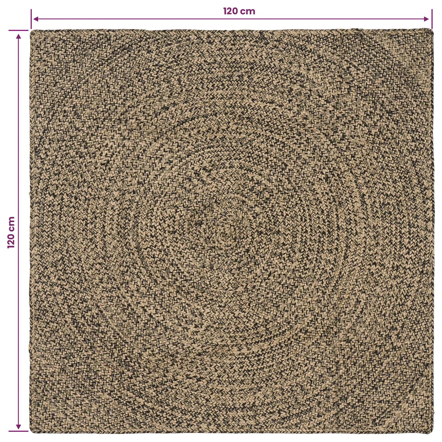 Vloerkleden Naturel en Zwart 120 x 120 cm Jute is nu te koop bij PeponiXL, paradijselijk wonen!