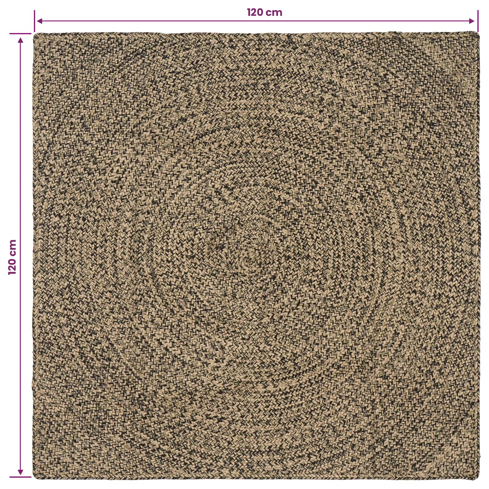 Vloerkleden Naturel en Zwart 120 x 120 cm Jute is nu te koop bij PeponiXL, paradijselijk wonen!