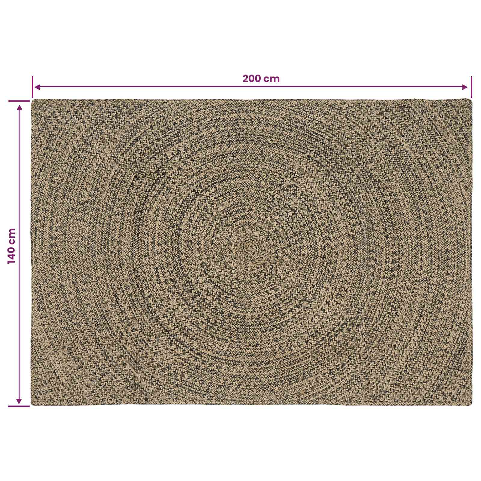 Vloerkleden Naturel en Zwart 140 x 200 cm Jute is nu te koop bij PeponiXL, paradijselijk wonen!