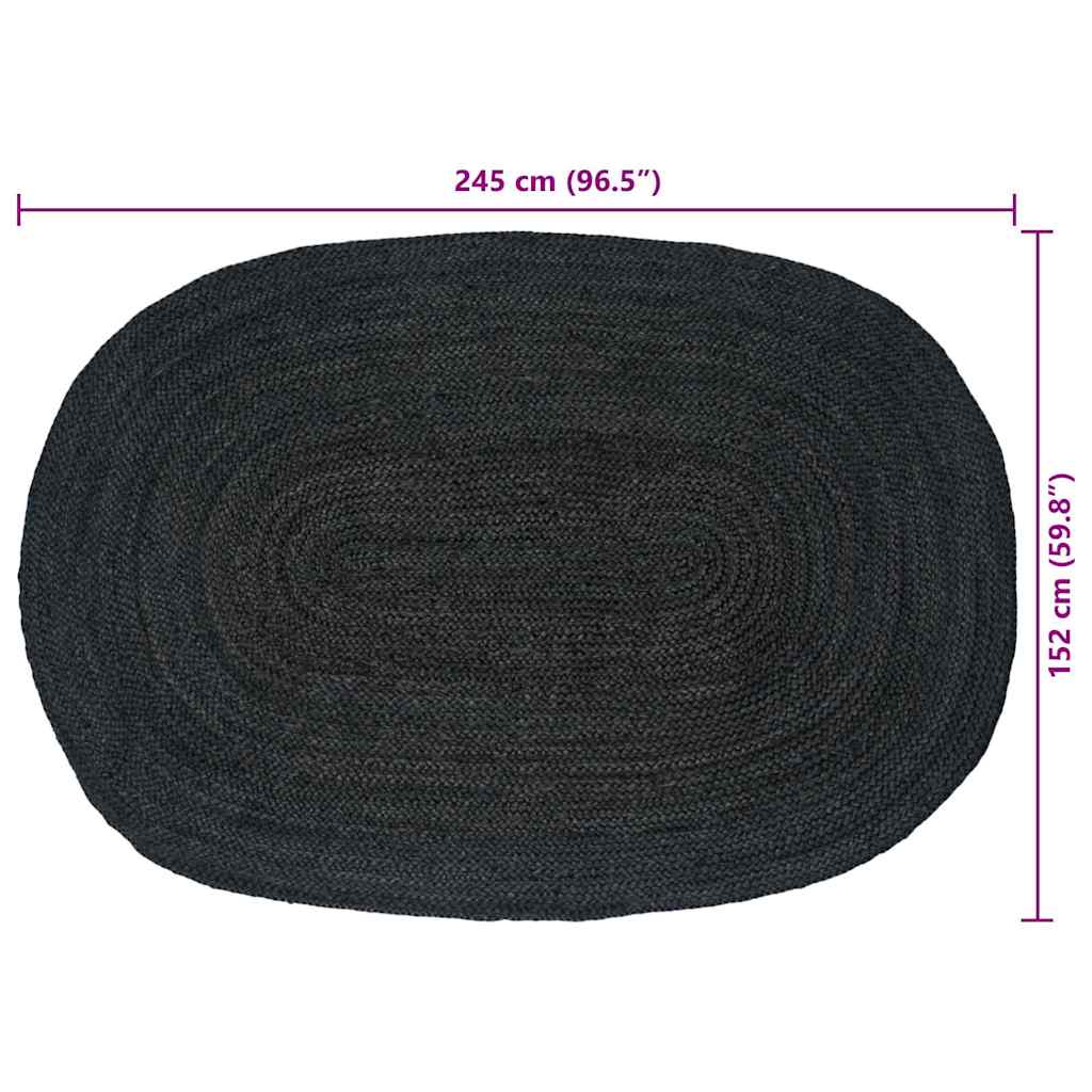 Vloerkleden Ovaal Zwart 152 x 245 cm Jute is nu te koop bij PeponiXL, paradijselijk wonen!