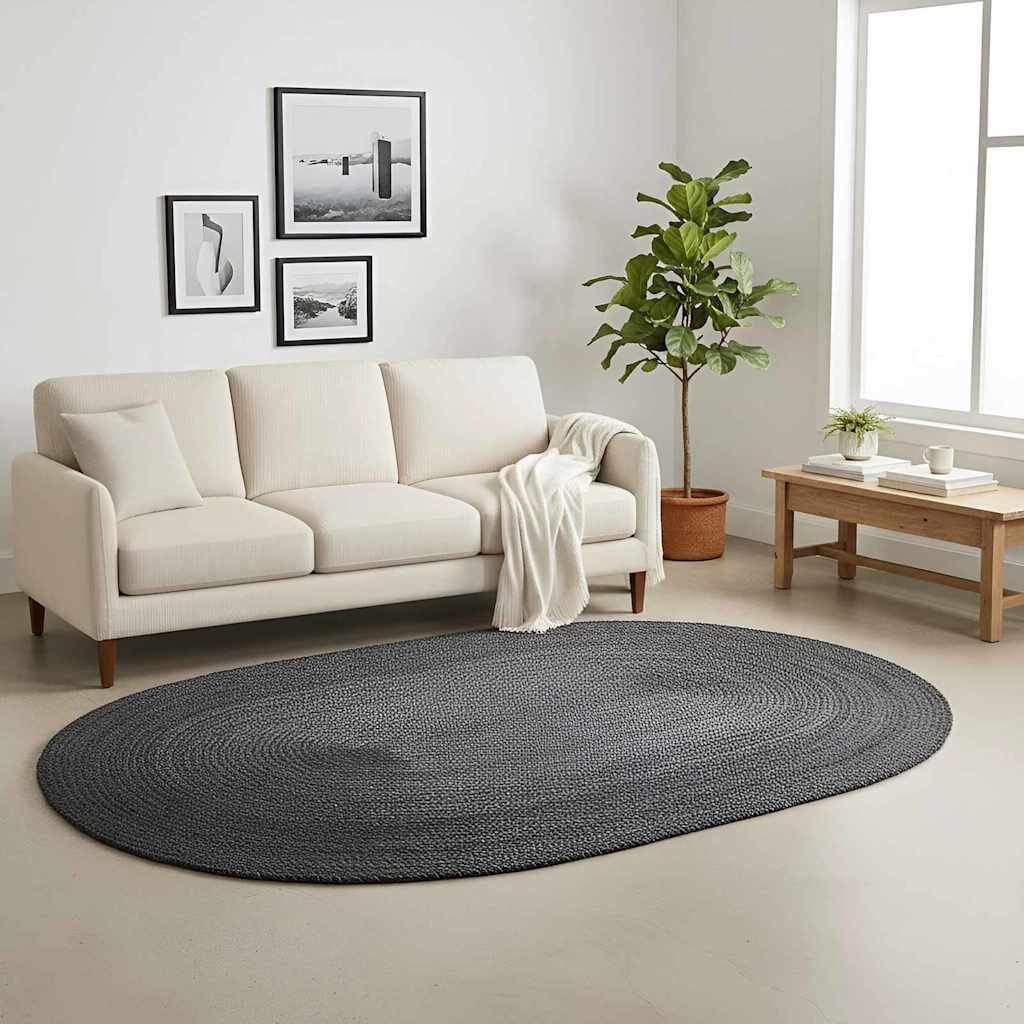 Vloerkleden Ovaal Zwart 205 x 305 cm Jute is nu te koop bij PeponiXL, paradijselijk wonen!