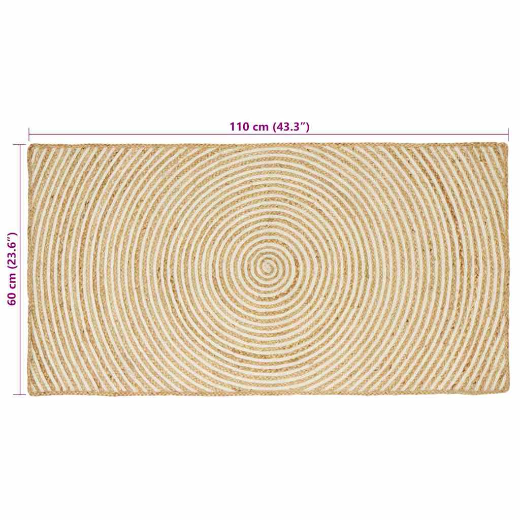 Vloerkleed Natuurlijk en Wit 60 x 110 cm Jute is nu te koop bij PeponiXL, paradijselijk wonen!