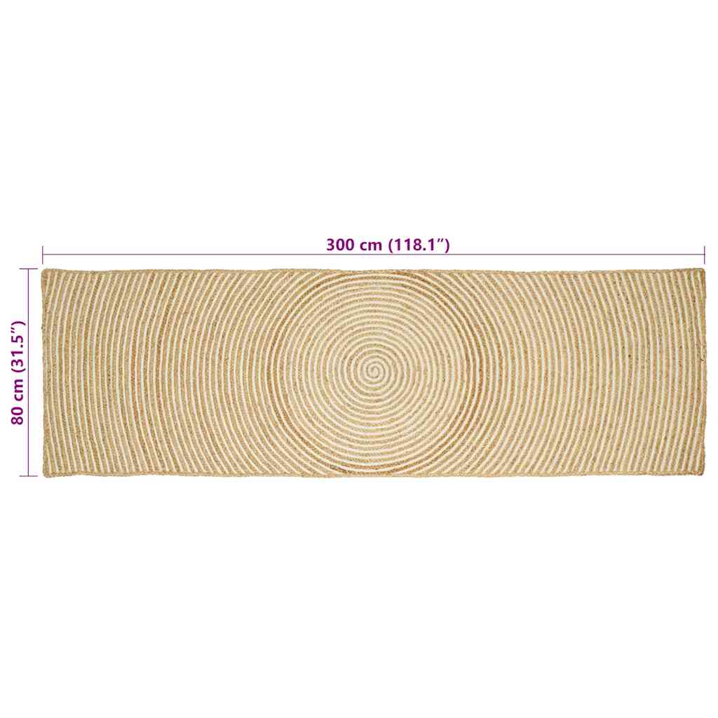 Vloerkleed Natuurlijk en Wit 80 x 300 cm Jute is nu te koop bij PeponiXL, paradijselijk wonen!