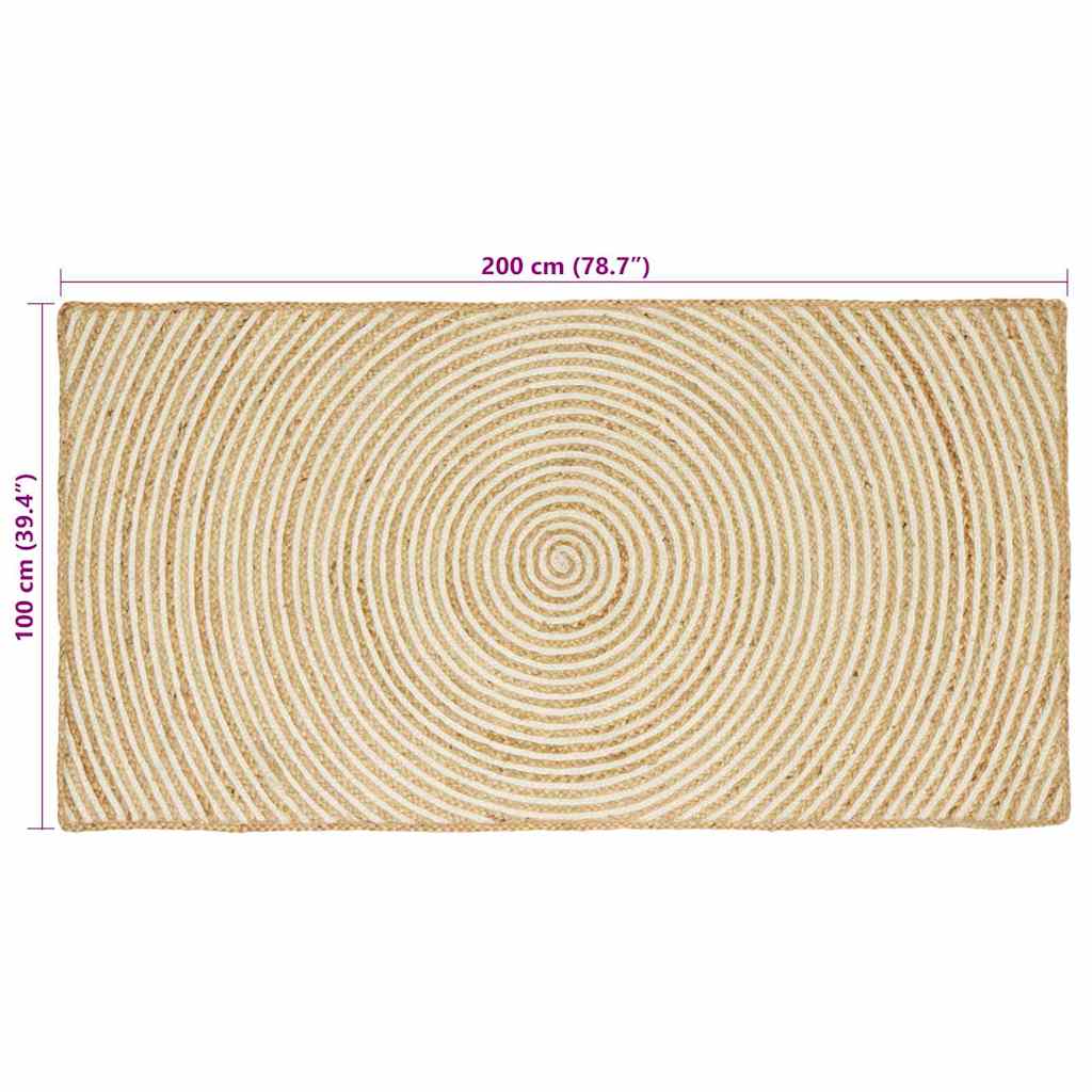 Vloerkleed Natuurlijk en Wit 100 x 200 cm Jute is nu te koop bij PeponiXL, paradijselijk wonen!