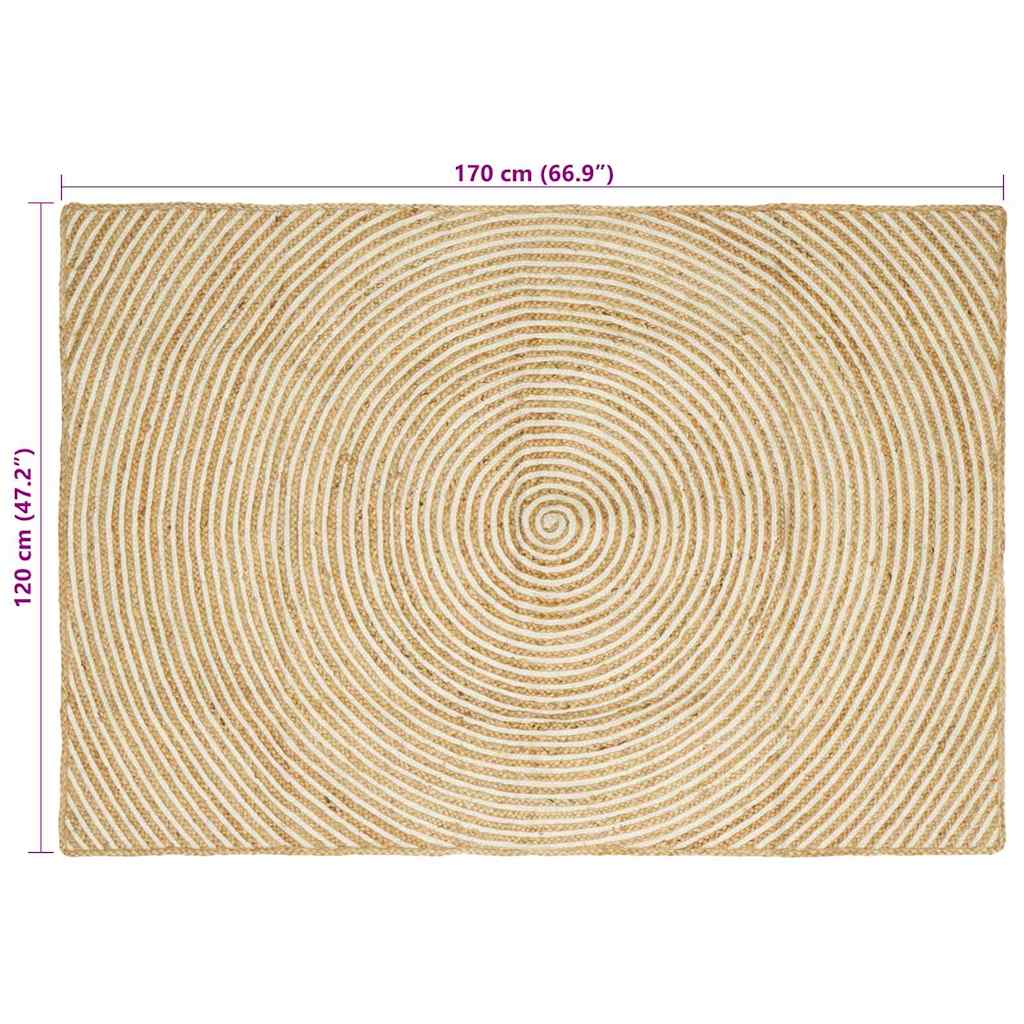 Vloerkleed Natuurlijk en Wit 120 x 170 cm Jute is nu te koop bij PeponiXL, paradijselijk wonen!