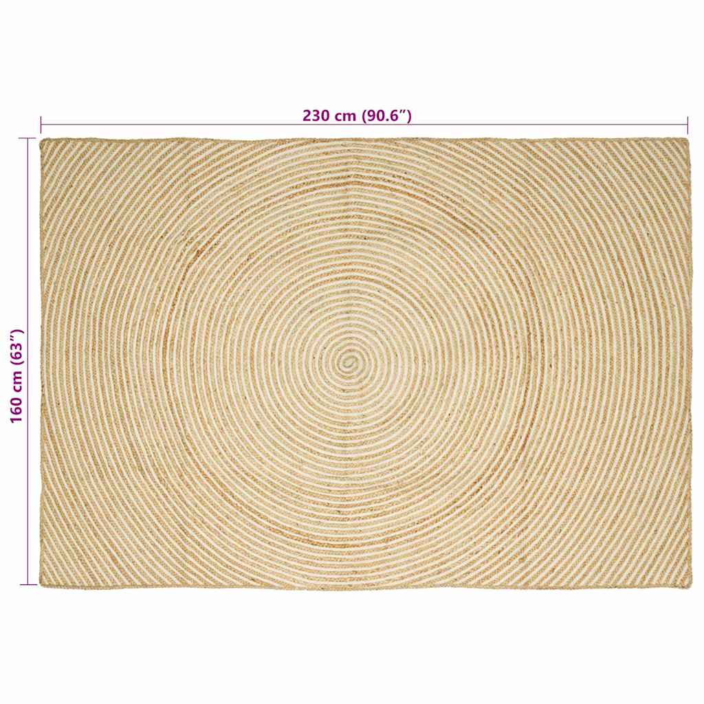 Vloerkleed Natuurlijk en Wit 160 x 230 cm Jute is nu te koop bij PeponiXL, paradijselijk wonen!