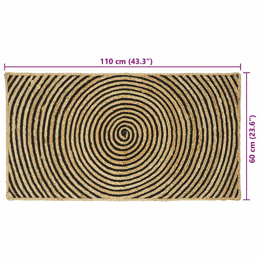 Vloerkleed Natuurlijk en Zwart 60 x 110 cm Jute is nu te koop bij PeponiXL, paradijselijk wonen!