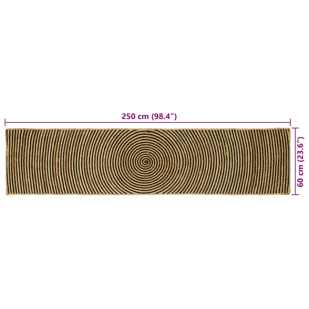 Vloerkleed Natuurlijk en Zwart 60 x 250 cm Jute is nu te koop bij PeponiXL, paradijselijk wonen!
