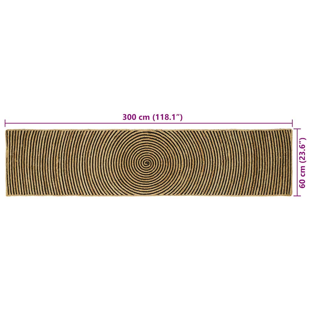 Vloerkleed Natuurlijk en Zwart 60 x 300 cm Jute is nu te koop bij PeponiXL, paradijselijk wonen!