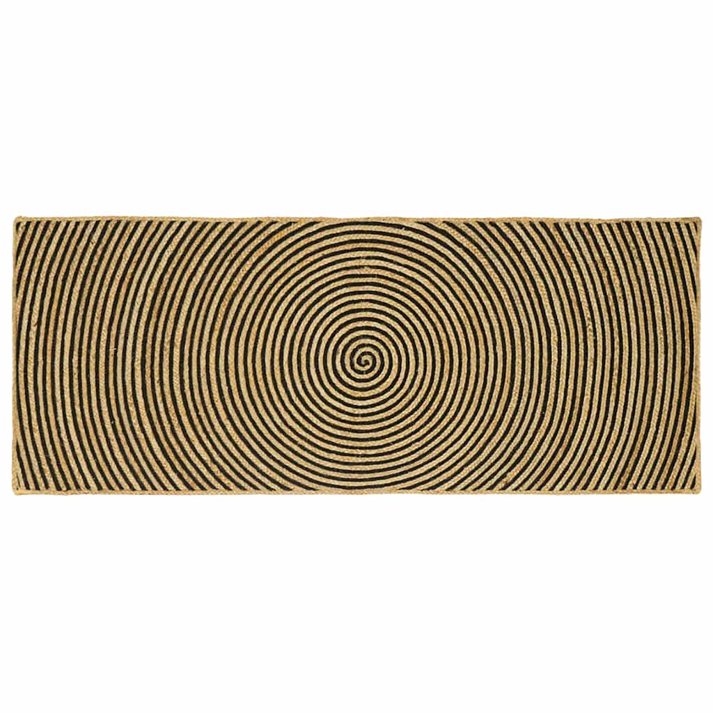 Vloerkleed Natuurlijk en Zwart 80 x 200 cm Jute is nu te koop bij PeponiXL, paradijselijk wonen!
