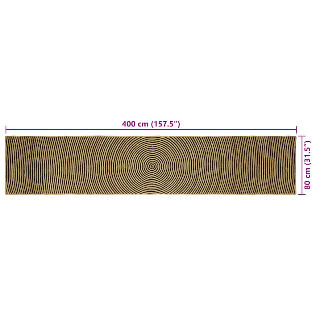 Vloerkleed Natuurlijk en Zwart 80 x 400 cm Jute is nu te koop bij PeponiXL, paradijselijk wonen!