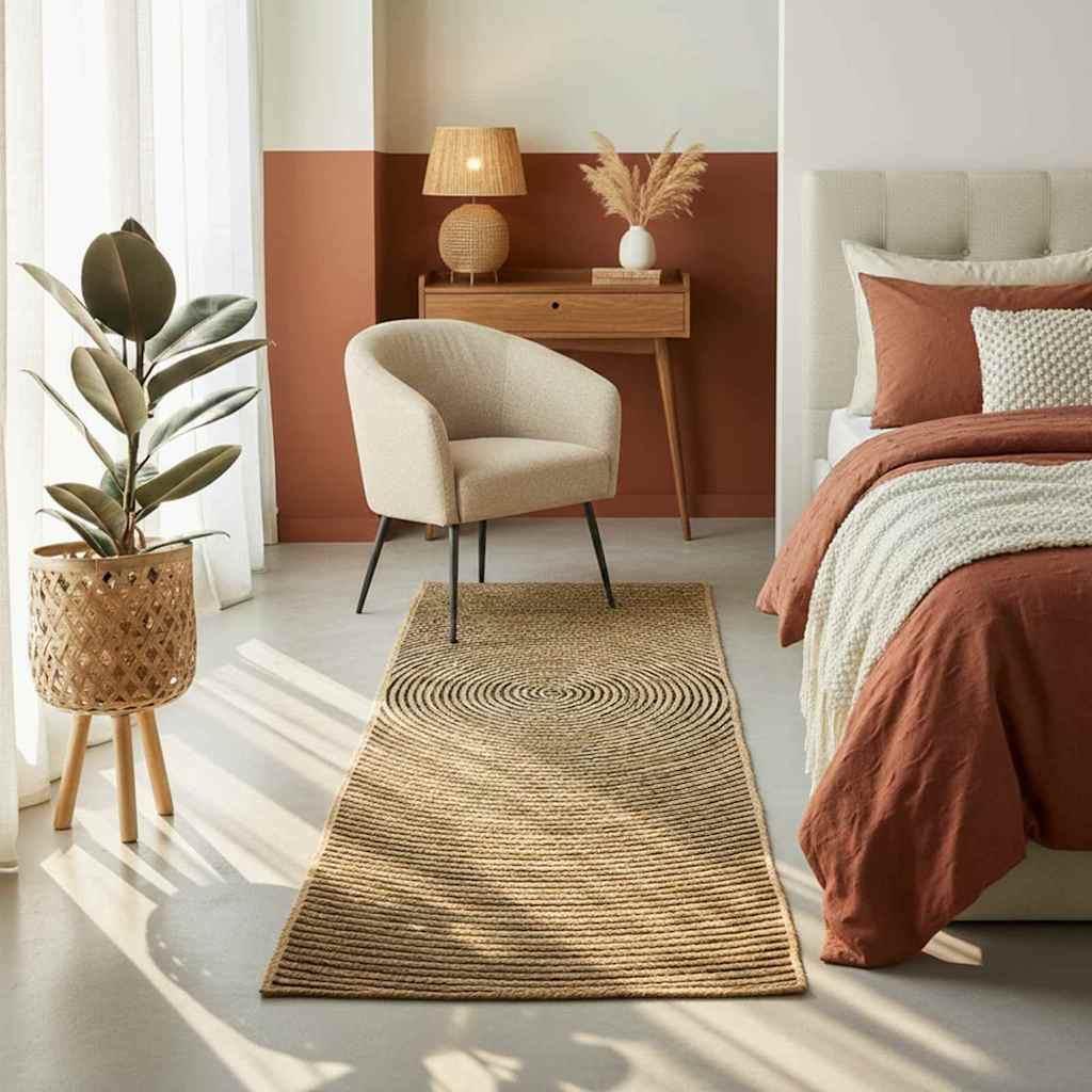Vloerkleed Natuurlijk en Zwart 100 x 200 cm Jute is nu te koop bij PeponiXL, paradijselijk wonen!