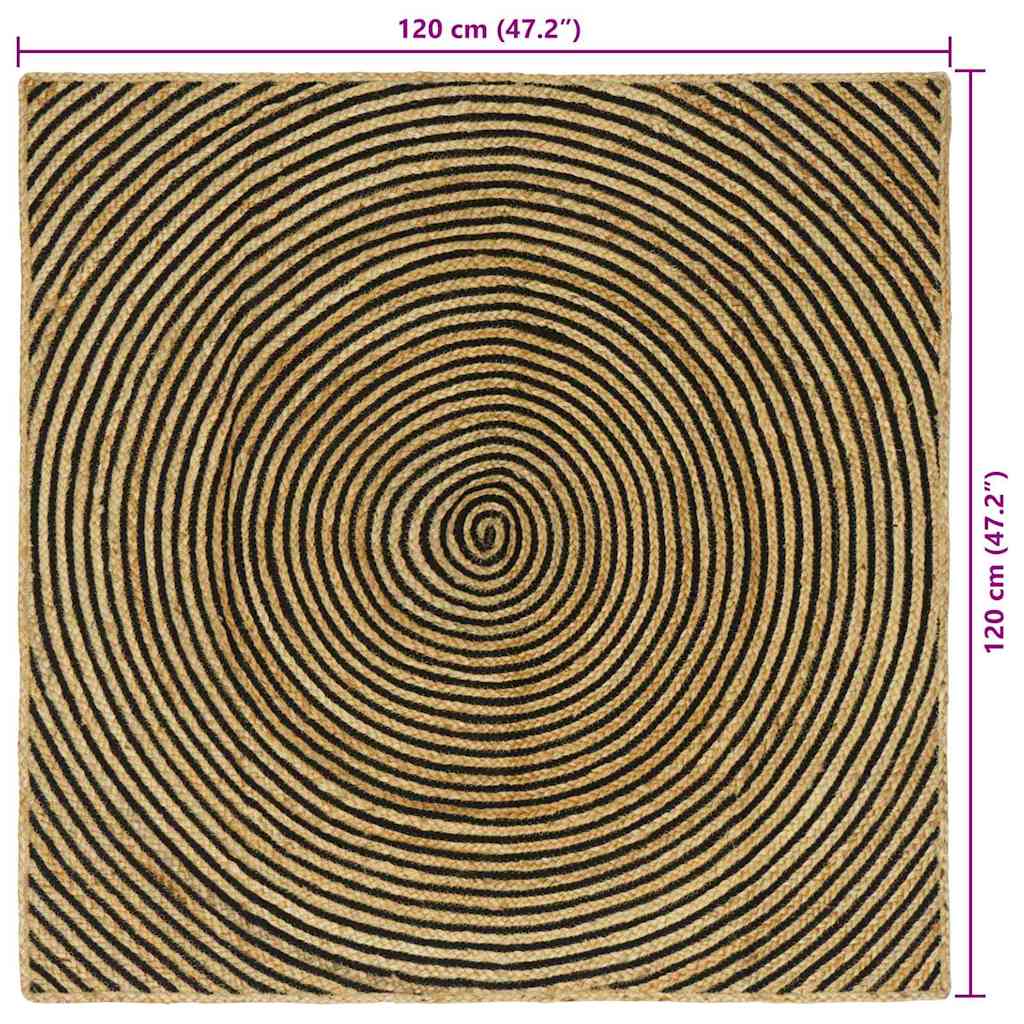Vloerkleed Natuurlijk en Zwart 120 x 120 cm Jute is nu te koop bij PeponiXL, paradijselijk wonen!