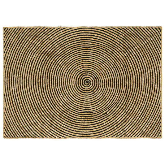 Vloerkleed Natuurlijk en Zwart 140 x 200 cm Jute is nu te koop bij PeponiXL, paradijselijk wonen!
