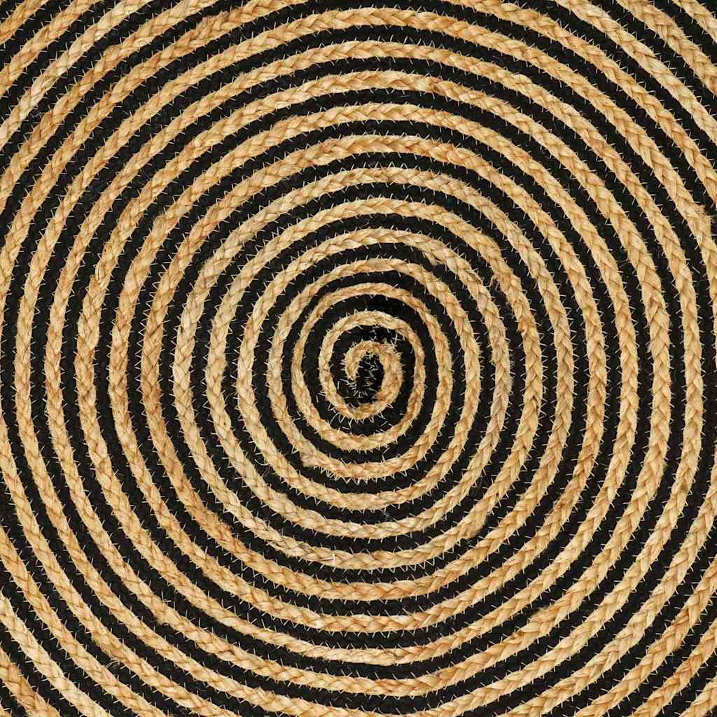 Vloerkleed Natuurlijk en Zwart 160 x 160 cm Jute is nu te koop bij PeponiXL, paradijselijk wonen!