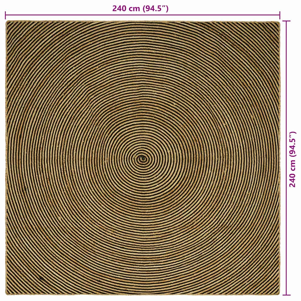 Vloerkleed Natuurlijk en Zwart 240 x 240 cm Jute is nu te koop bij PeponiXL, paradijselijk wonen!